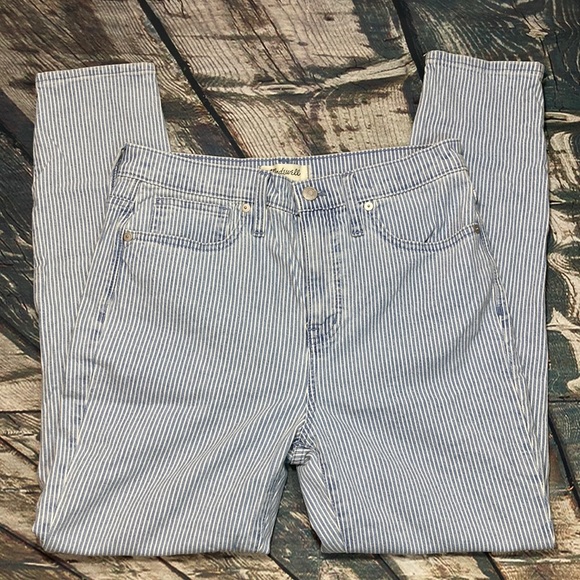 💙Madewell 10” High-Rise Skinny Crop Piper Stripe Jeans - Picture 4 of 11